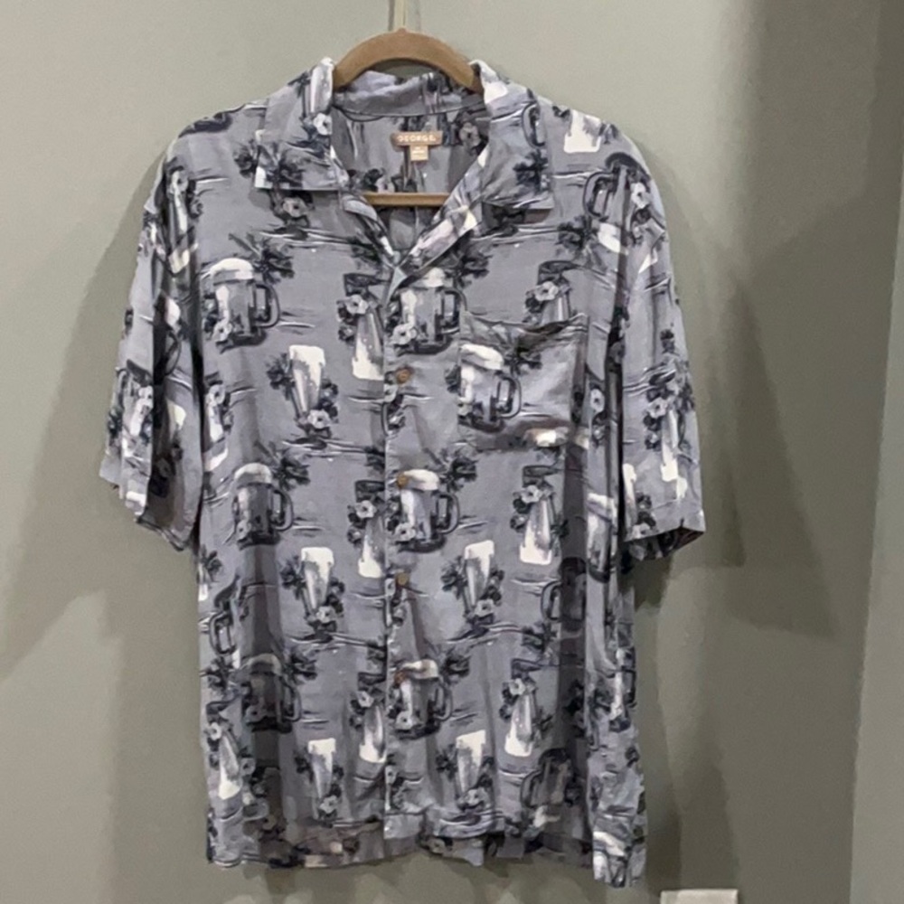 Men’s Gray beer Patterned Shirt